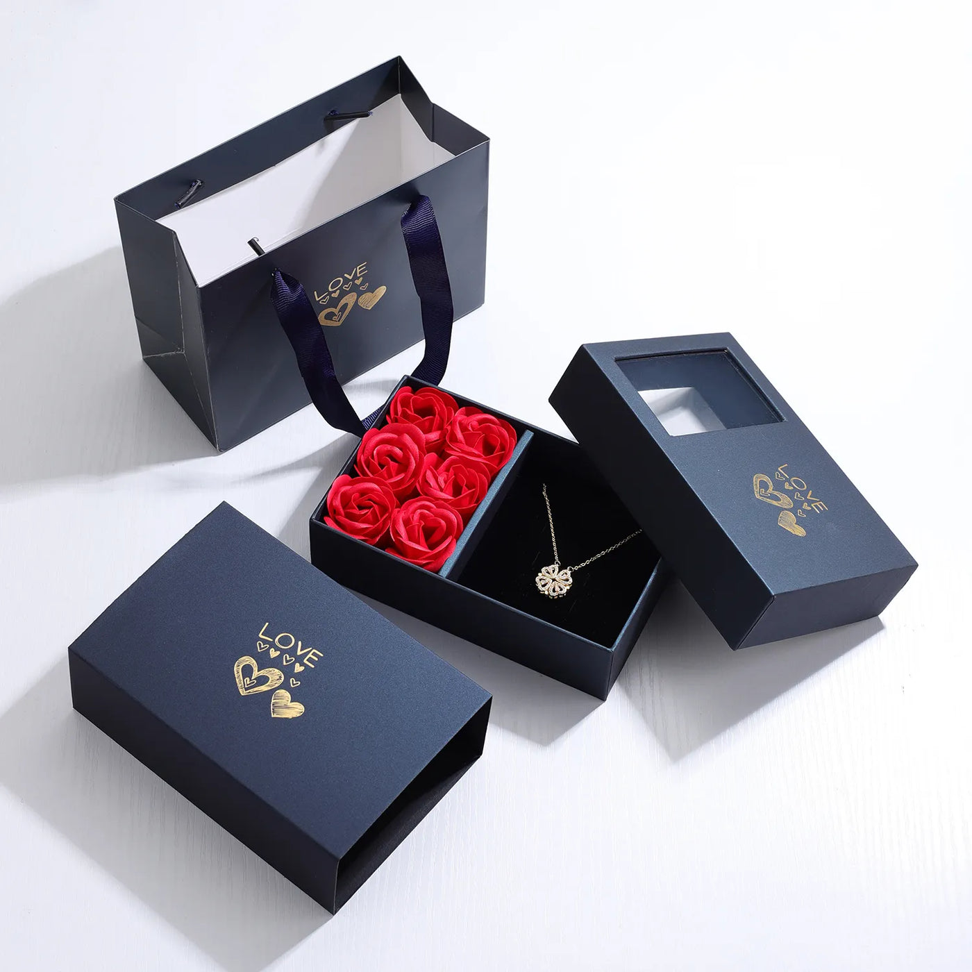 Clover Necklace w/ Rose Gift Box