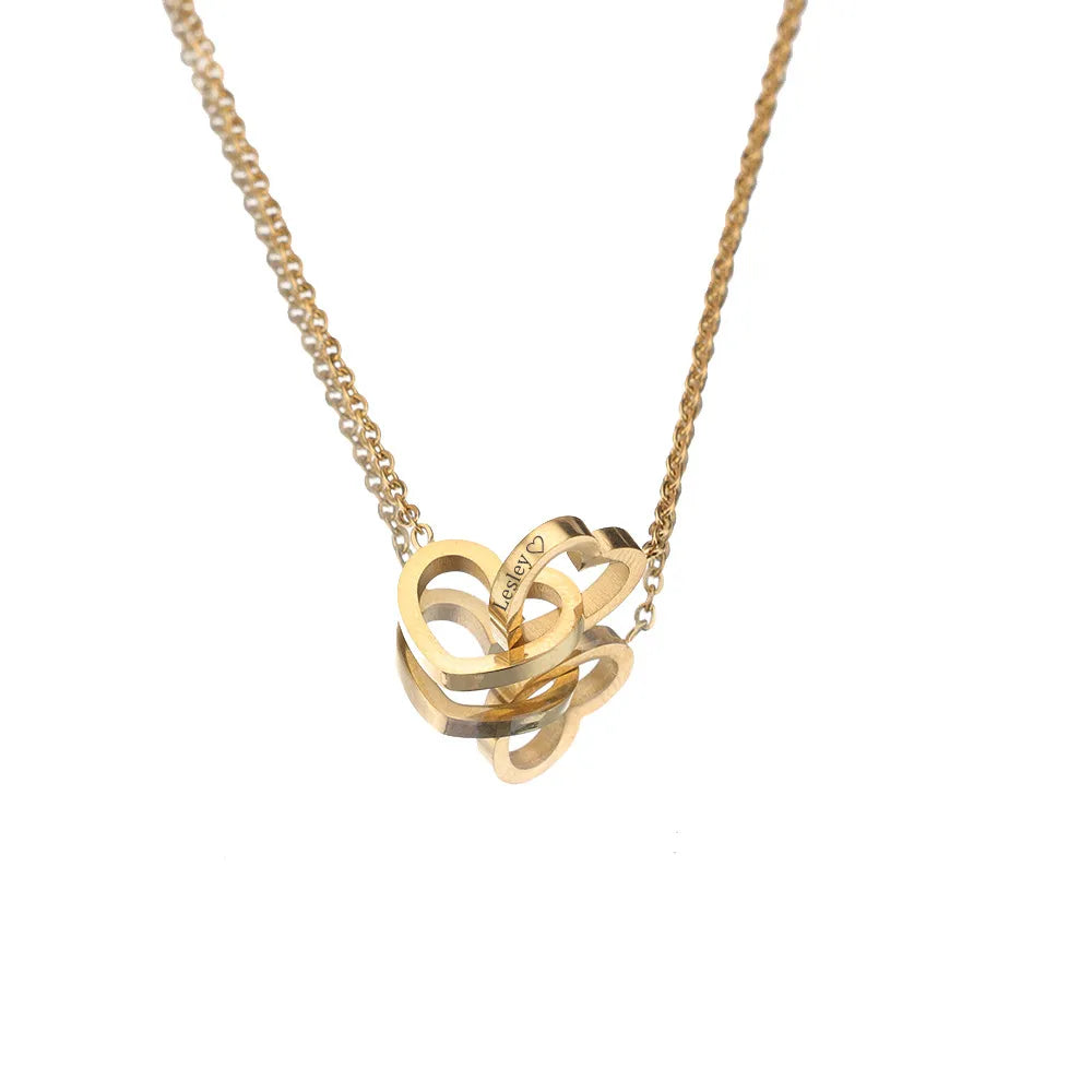 Engraved Hearts Necklace - With Eternal Rose Box - To Your Love!