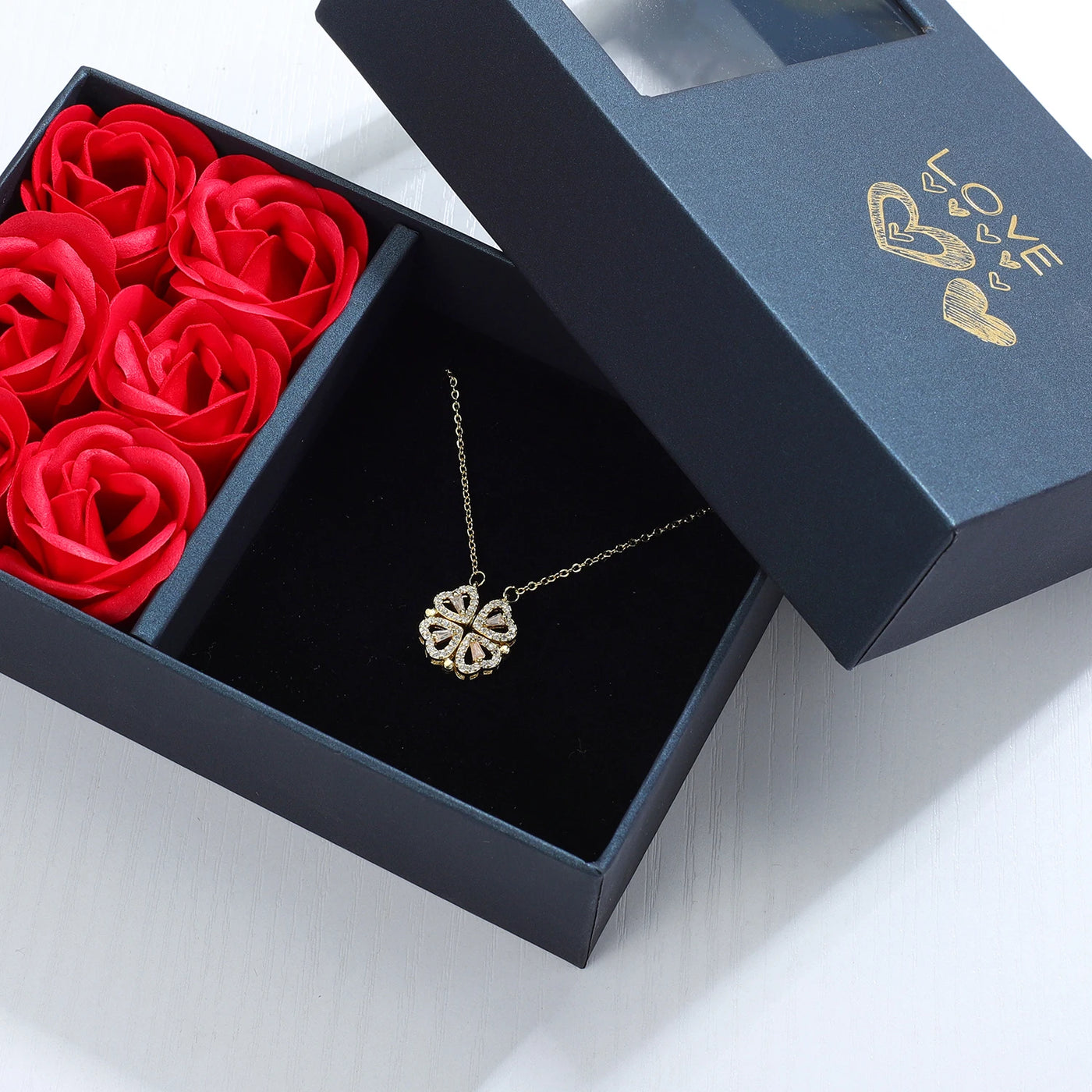 Clover Necklace w/ Rose Gift Box