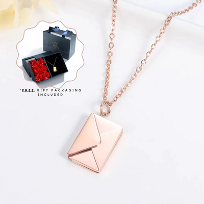 Love Letter Envelope Necklace With Rose Gift Box