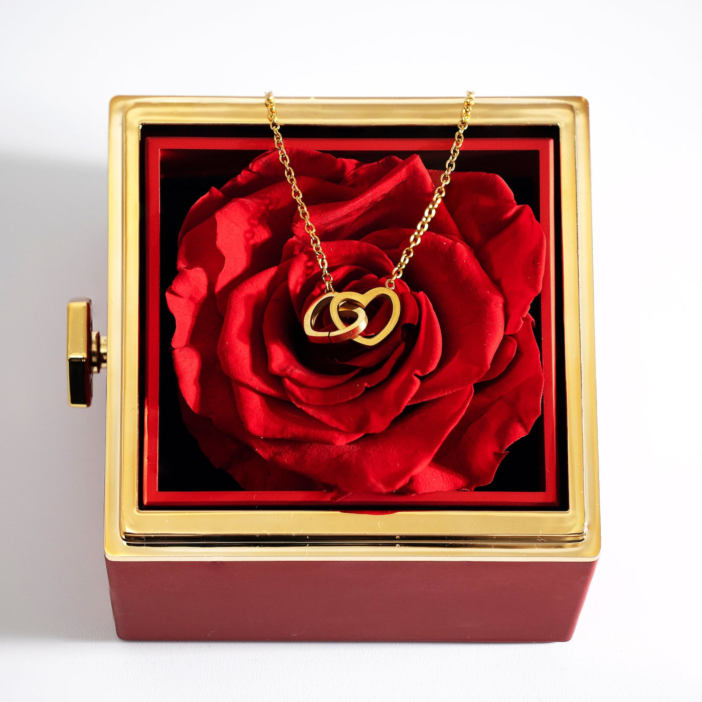 Engraved Hearts Necklace - With Eternal Rose Box - To Your Love!