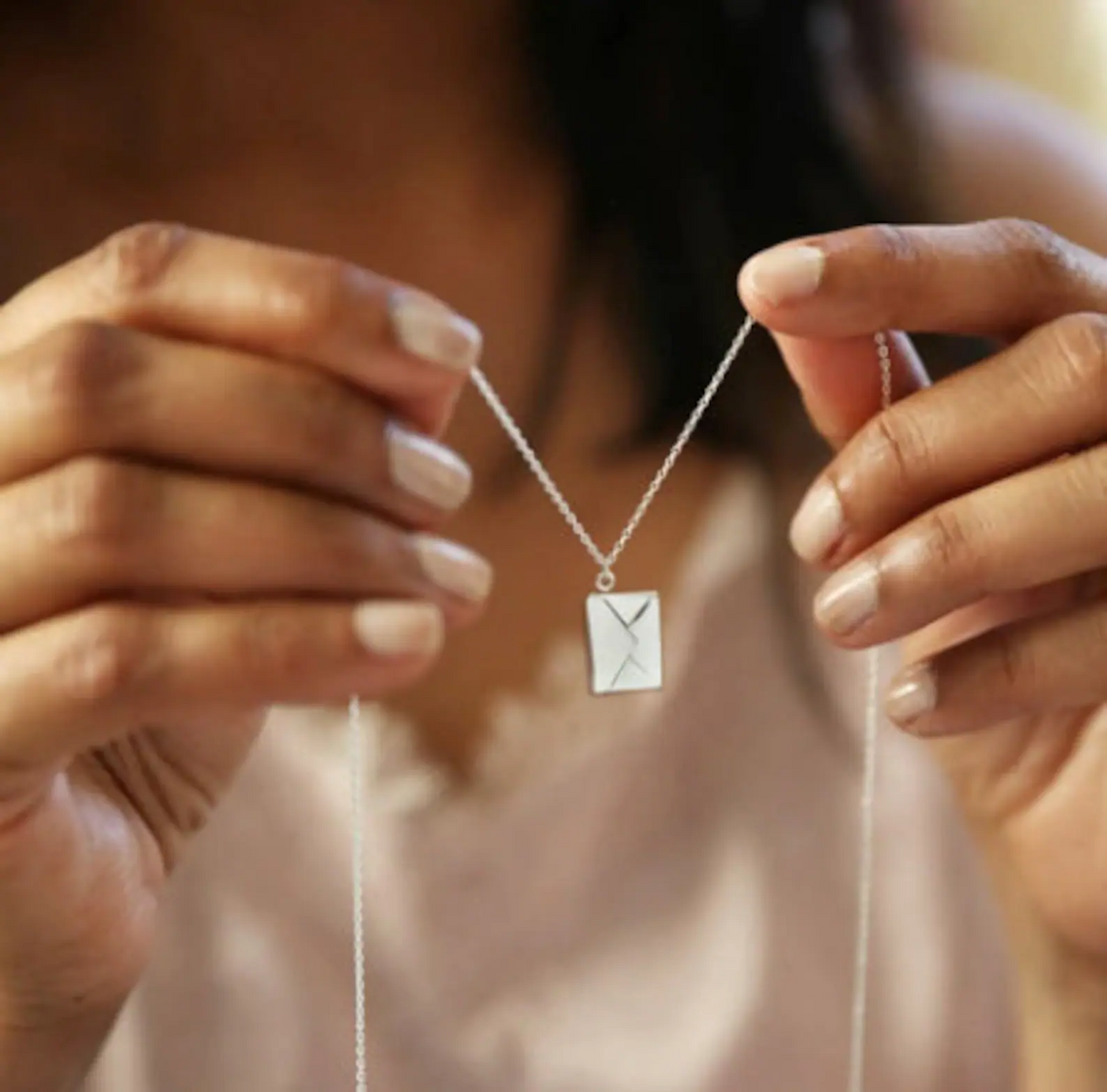 Love Letter Envelope Necklace With Rose Gift Box