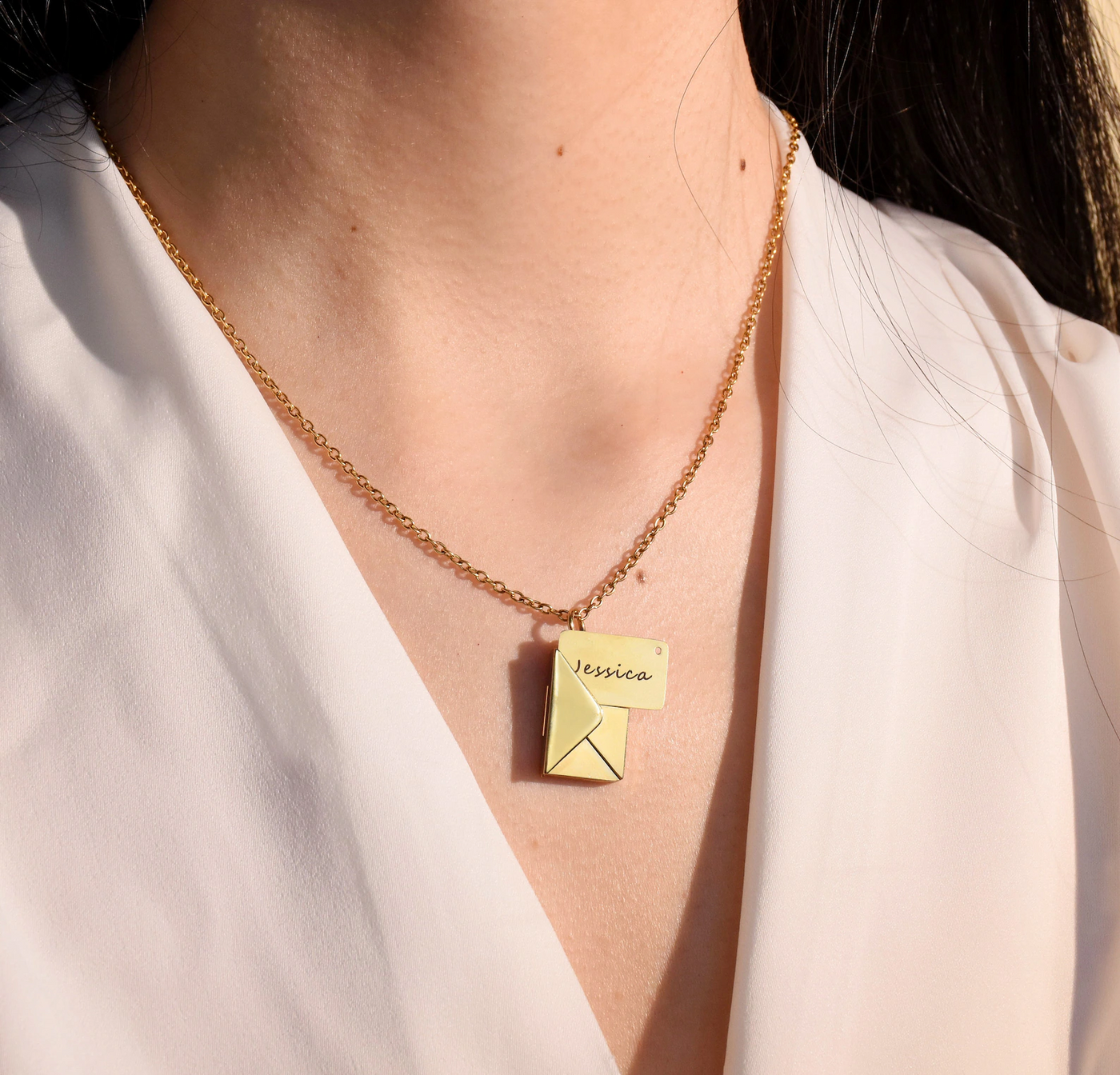 Love Letter Envelope Necklace With Rose Gift Box